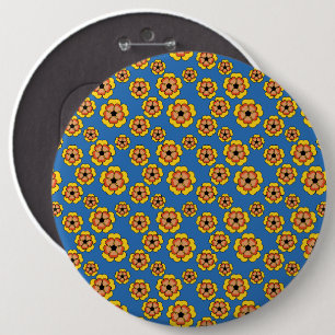 Chapa Redonda De 15 Cm Yellow Orange Flowers Pattern