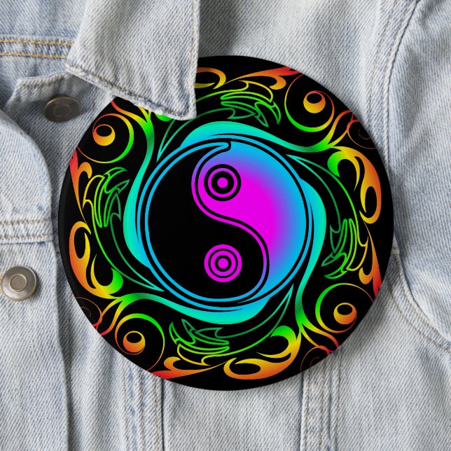 Chapa Redonda De 15 Cm Yin Yang Psychedeld Rainbow Tattoo (In situ)
