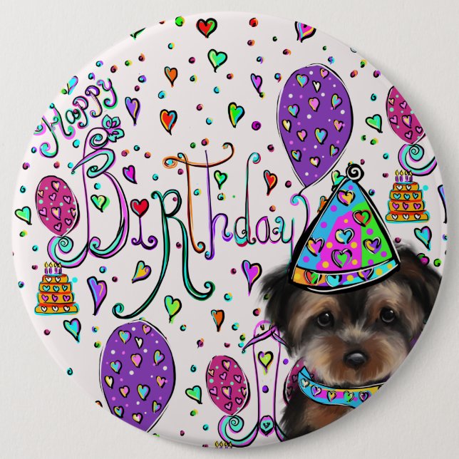 Chapa Redonda De 15 Cm Yorkie Poo (Anverso)