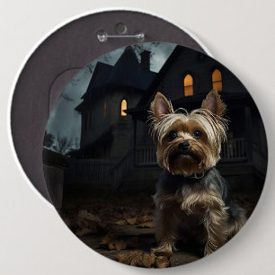 Chapa Redonda De 15 Cm Yorkshire Terrier Halloween Aterrador