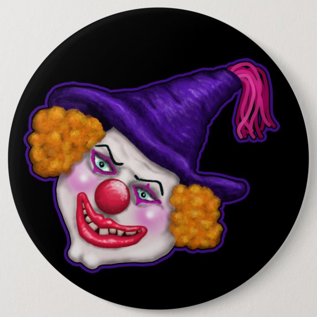 Chapa Redonda De 15 Cm Zilko el Payaso Sombrío | Diversión de Halloween (Anverso)