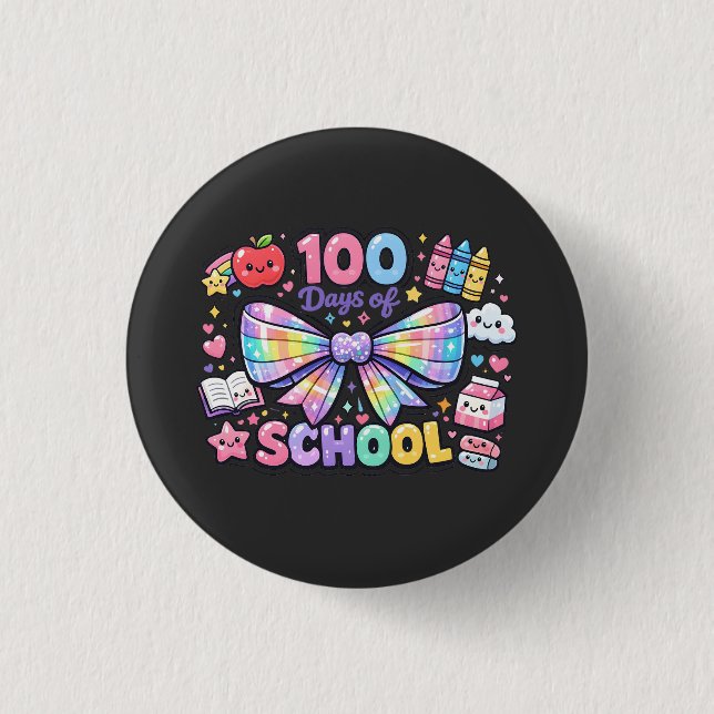 Chapa Redonda De 2,5 Cm 100 Días De Escuela  (Anverso)