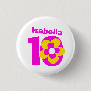 Chapa Redonda De 2,5 Cm 10mo Botón/insignia rosados de los chicas del