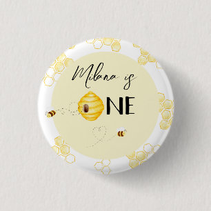 Chapa Redonda De 2,5 Cm 1.ᵉʳ cumpleaños Bumble bee