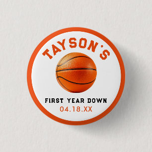 Chapa Redonda De 2,5 Cm 1.ᵉʳ cumpleaños del baloncesto de primer año