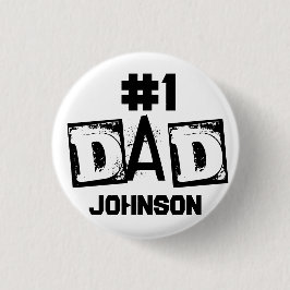 Chapa Redonda De 2,5 Cm #1 papá negro y blanco personalizado