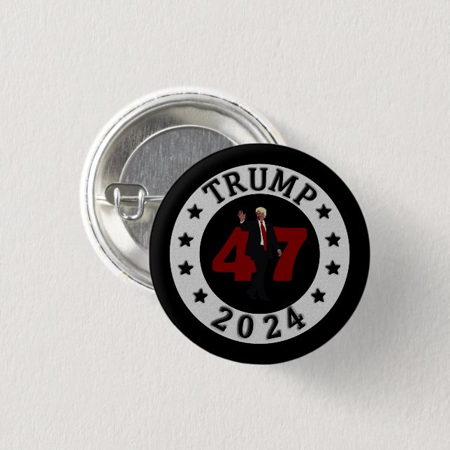 CHAPA REDONDA DE 2,5 CM 2024 TRUMP 47 (Anverso y reverso)