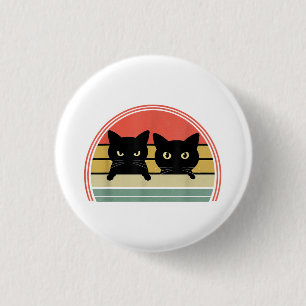Chapa Redonda De 2,5 Cm 2 gatos negros buscando amor animal vintage