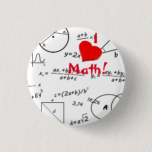 Chapa Redonda De 2,5 Cm 3D Me encanta la pizarra blanca de matemáticas