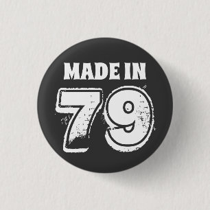 Chapa Redonda De 2,5 Cm 40 cumpleaños hecho en 79 tipografía negro