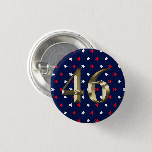 Chapa Redonda De 2,5 Cm "46" Biden President, Biden Harris 2020 Gold Blue