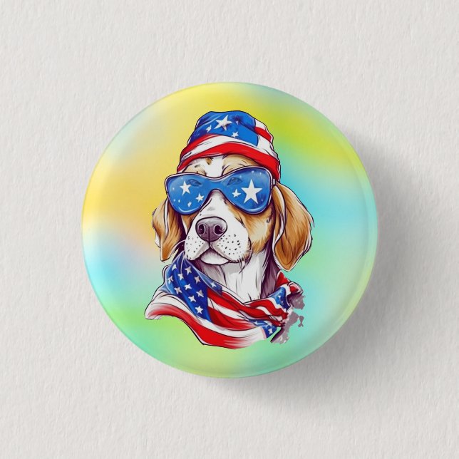 Chapa Redonda De 2,5 Cm 4th Of July Dog Sublimation-66361 (Anverso)