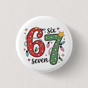 Chapa Redonda De 2,5 Cm 6 7 Seis Siete Mano Gen Z Alpha Meme Slang Navidad