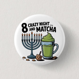 Chapa Redonda De 2,5 Cm 8 Crazy Nights Y Matcha Hanukkah Judío Jew