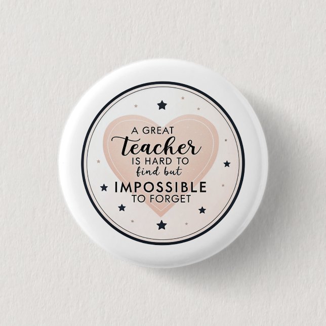 Chapa Redonda De 2,5 Cm A Great Teacher Is Hard to Find – thank you gift (Anverso)