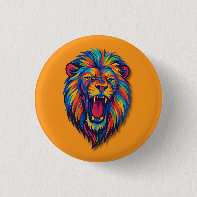 Chapa Redonda De 2,5 Cm A PAINTED LION button (Anverso)