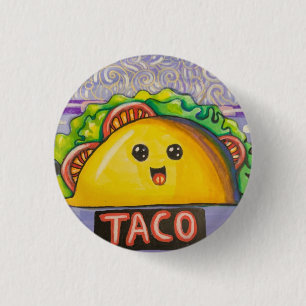 Chapa Redonda De 2,5 Cm A Taco Kawaii