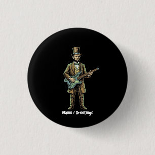 Chapa Redonda De 2,5 Cm Abraham Lincoln tocando Guitarra sin cabeza en Woo