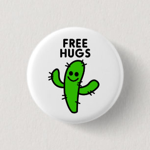 Chapa Redonda De 2,5 Cm Abrazos gratis Cactus Funny