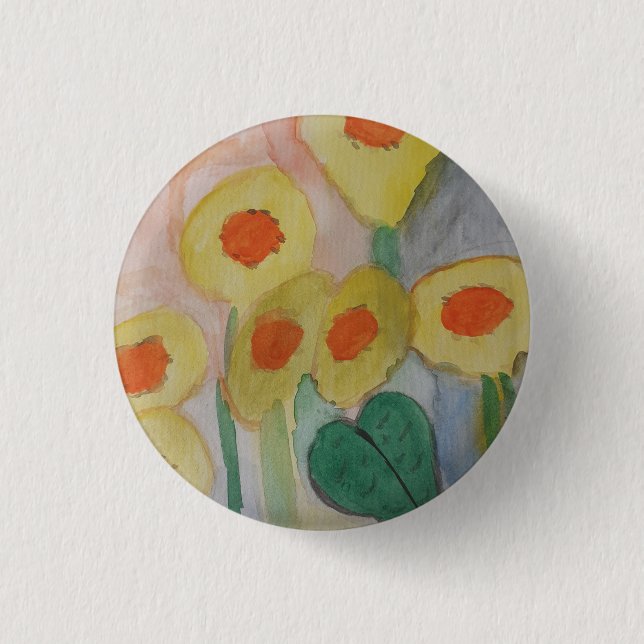 Chapa Redonda De 2,5 Cm Abstract Sunflowers Badge (Anverso)