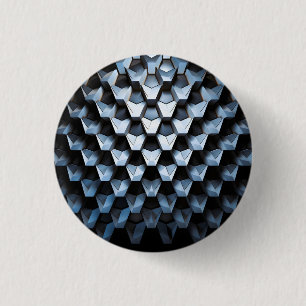 Chapa Redonda De 2,5 Cm Abstracto Futurista Azul Geométrico Metálico