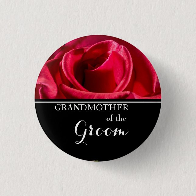 Chapa Redonda De 2,5 Cm Abuela del Boda Groom Roses Rojos (Anverso)