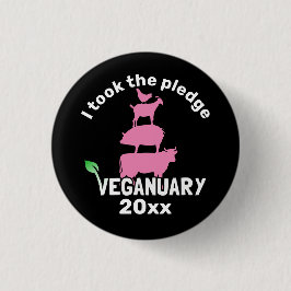 Chapa Redonda De 2,5 Cm ¡Acepté el compromiso 20xx Veganuario!