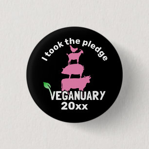 Chapa Redonda De 2,5 Cm ¡Acepté el compromiso 20xx Veganuario!