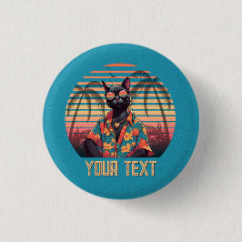 Chapa Redonda De 2,5 Cm Actitud de gatos tropicales sin tiempo