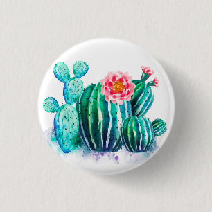 Chapa Redonda De 2,5 Cm acuarela Cactus