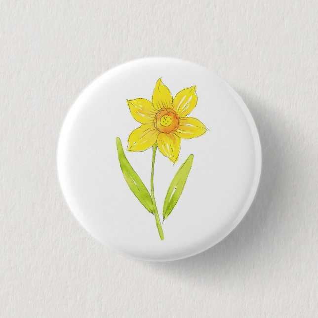 Chapa Redonda De 2,5 Cm Acuarela Daffodil 2 (Anverso)