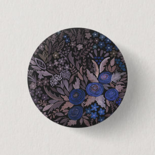 Chapa Redonda De 2,5 Cm Acuarela floral flores pequeñas rosas de la marina