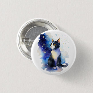 Chapa Redonda De 2,5 Cm Adorable Ilustracion acuático de gato de Tuxedo