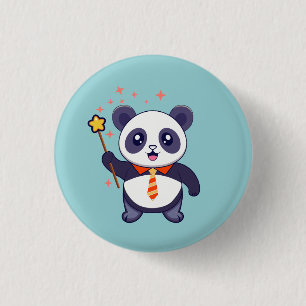 Chapa Redonda De 2,5 Cm adorable panda con corbata naranja-amarilla