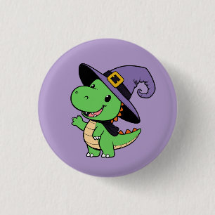 Chapa Redonda De 2,5 Cm adorable personalizado dino bruja halloween
