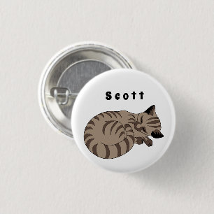 Chapa Redonda De 2,5 Cm Adorable Tan Tabby Kitten Sleep Name Etiqueta