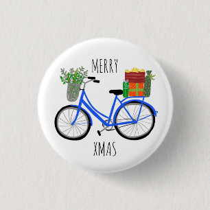 Chapa Redonda De 2,5 Cm Adorables Navidades Regalos de Navidad en biciclet