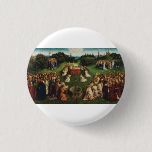 Chapa Redonda De 2,5 Cm Adoración del Cordero Místico de Jan van Eyck Arte