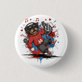 Chapa Redonda De 2,5 Cm Affenpinscher Rock Star Singer Musical Podcast Art