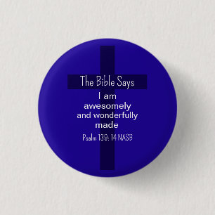 Chapa Redonda De 2,5 Cm Afirmación de la Biblia Azul Estímulo Cristiano