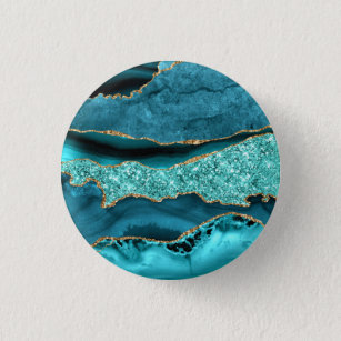 Chapa Redonda De 2,5 Cm Agate Verde azulado Purpurina de oro azul Marble A