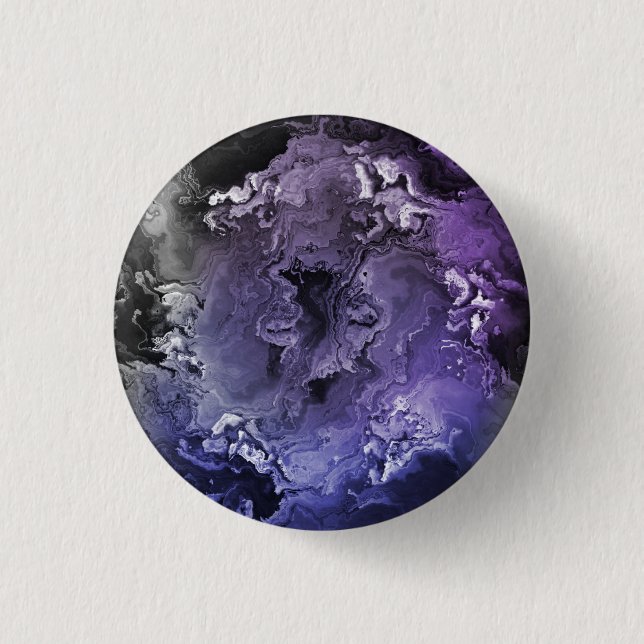 Chapa Redonda De 2,5 Cm Agitación de mármol morado y gris (Anverso)