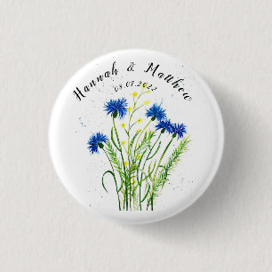 Chapa Redonda De 2,5 Cm Aguaciles azules florales acuarela bonita Boda