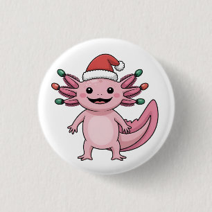 Chapa Redonda De 2,5 Cm Ajolote Divertido Gorro de Santa Navidad Outfit