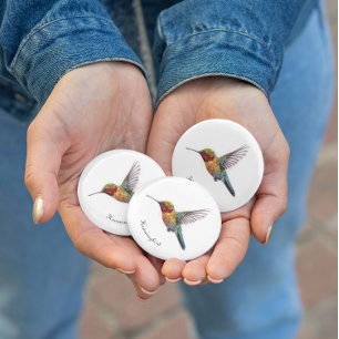 Chapa Redonda De 2,5 Cm Alas arcoiris: Vibrante Hummingbird Art, personali