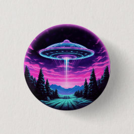 Chapa Redonda De 2,5 Cm Alien Spaceship Retro Futurista