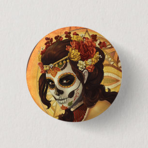 Chapa Redonda De 2,5 Cm Almohada de Dia De Los Muertos