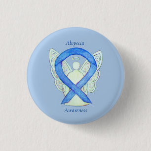 Chapa Redonda De 2,5 Cm Alopecia Ángel Conciencia Cinta azul Personalizado