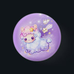 Chapa Redonda De 2,5 Cm Alpaca corta con estrella futbolista kawaii<br><div class="desc">Este diseño presenta una encantadora alpaca (llama) con estrella fugaz kawaii,  conejo y estrellas brillantes sobre fondo morado. Diseñado por ChibiBunny. Para más diseños y productos,  por favor visite: www.chibibunny.com</div>