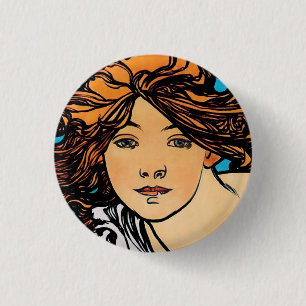 Chapa Redonda De 2,5 Cm Alphonse Mucha - Cycles Perfecta Retro Art Nouveau